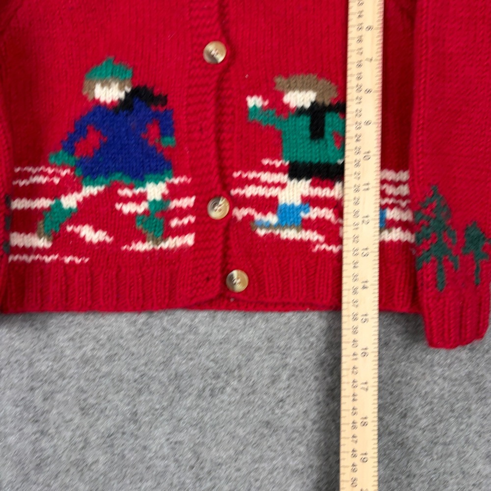 Gap Cardigan Sweater Womens S Red Wool Vintage Skiing Ice Skating Knit Button Up - Picture 6 of 9